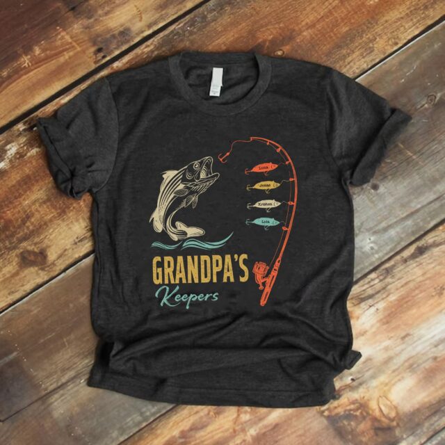 Personalized Reel Cool Papa Shirt – Custom Grandpa Fishing Shirt with Kids’ Names