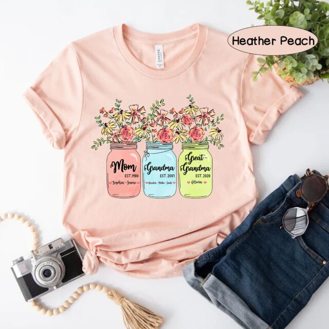 Custom Great Grandma Shirt – Personalized Grandma Flower Tee