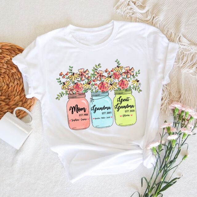 Custom Great Grandma Shirt – Personalized Grandma Flower Tee