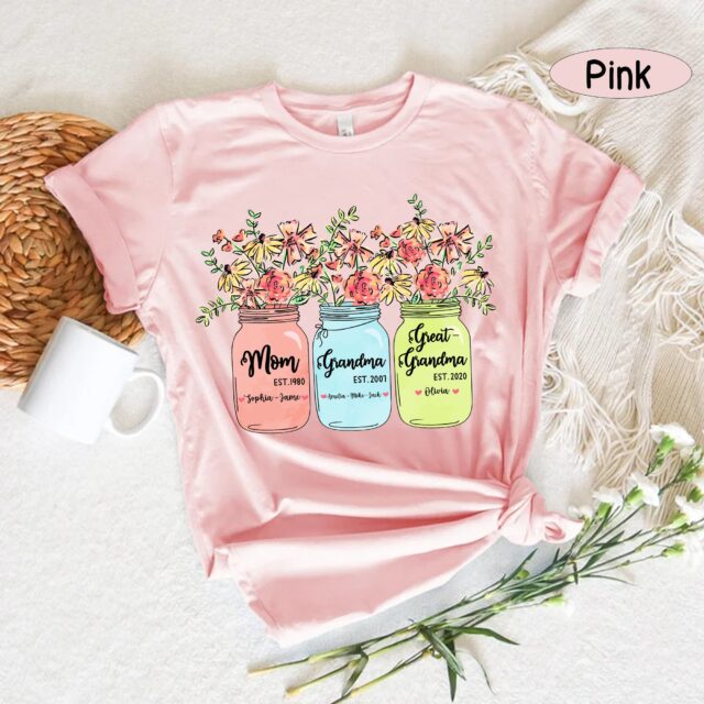 Custom Great Grandma Shirt – Personalized Grandma Flower Tee