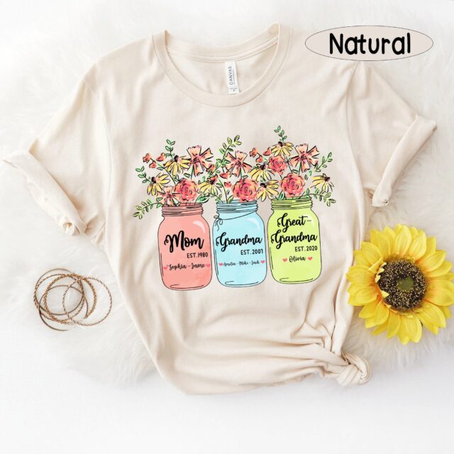 Custom Great Grandma Shirt – Personalized Grandma Flower Tee