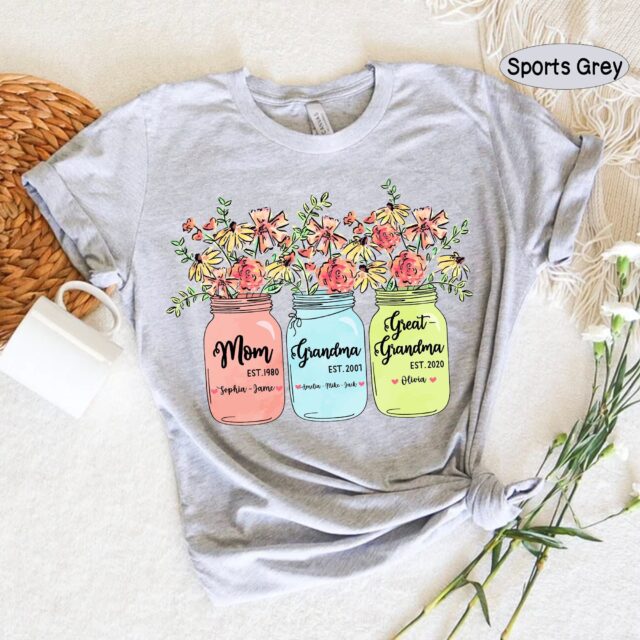 Custom Great Grandma Shirt – Personalized Grandma Flower Tee