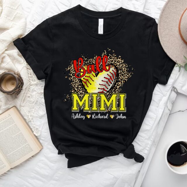 Personalized Baseball Softball Grandma Heart Shirt – Custom Grandma Baseball Tee