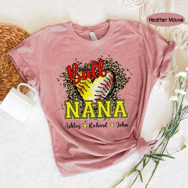 Personalized Baseball Softball Grandma Heart Shirt – Custom Grandma Baseball Tee
