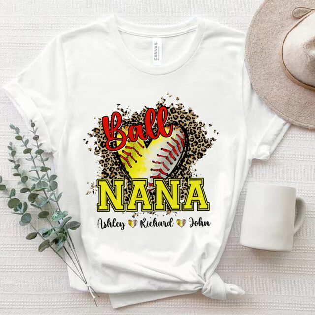 Personalized Baseball Softball Grandma Heart Shirt – Custom Grandma Baseball Tee