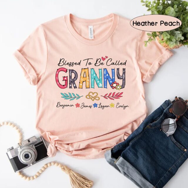 Personalized “Blessed to Be Called Mom” Shirt – Custom Grandma Tee with Kids’ Names