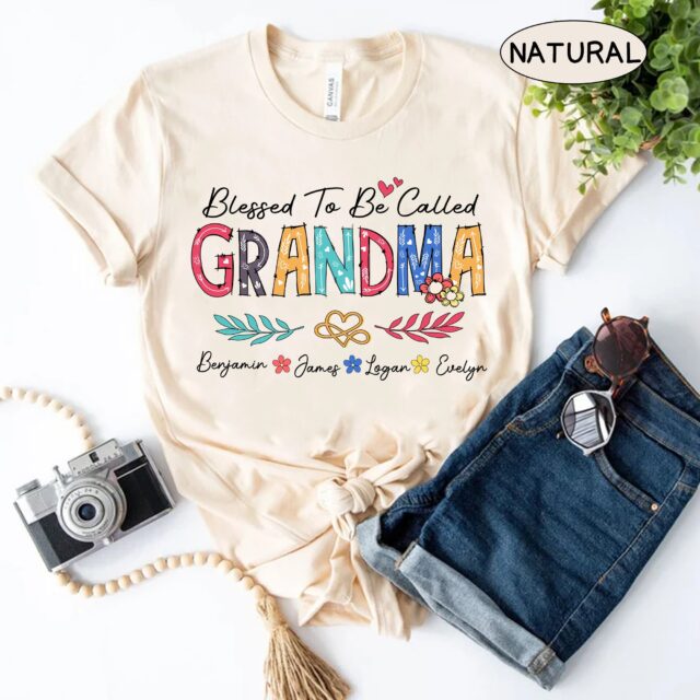 Personalized “Blessed to Be Called Mom” Shirt – Custom Grandma Tee with Kids’ Names