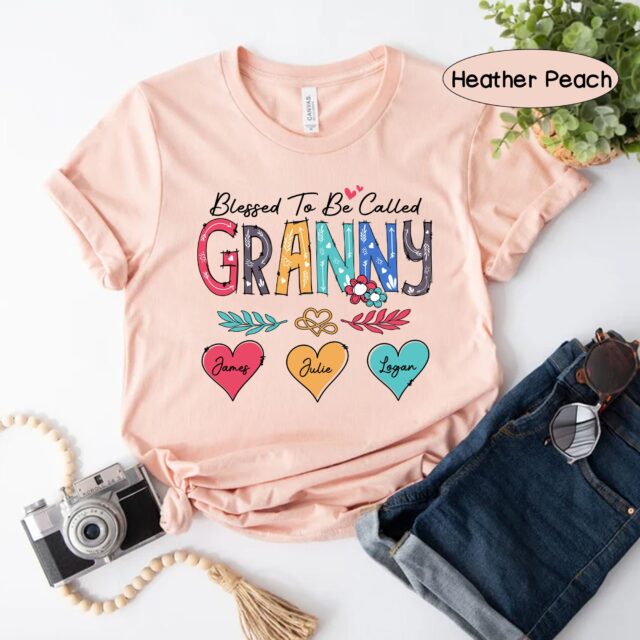 Personalized Blessed To Be Called Nana Shirt – Custom Grandma Tee with Kid’s Name