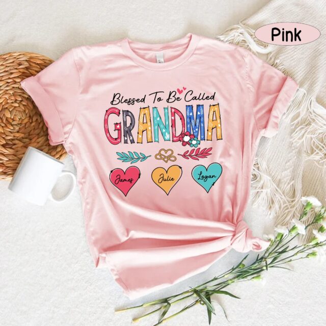 Personalized Blessed To Be Called Nana Shirt – Custom Grandma Tee with Kid’s Name