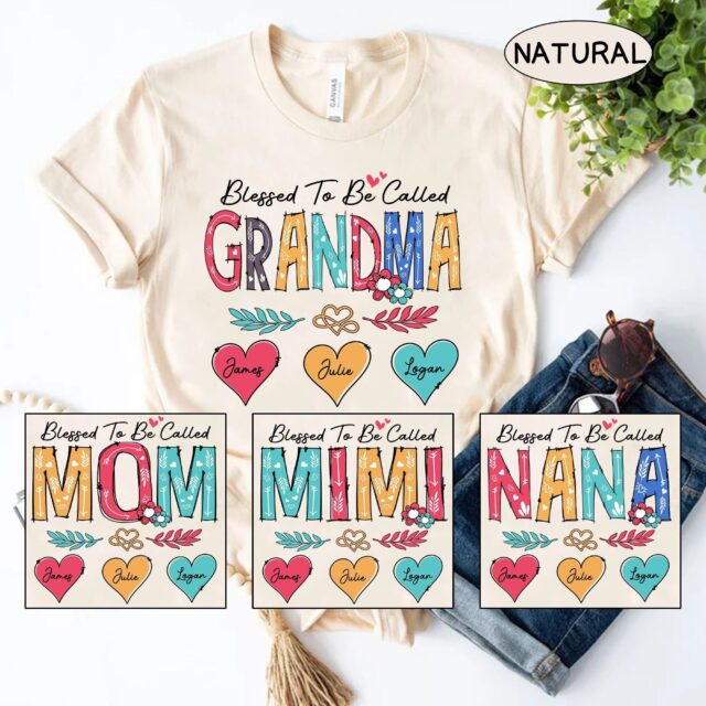 Personalized Blessed To Be Called Nana Shirt – Custom Grandma Tee with Kid’s Name