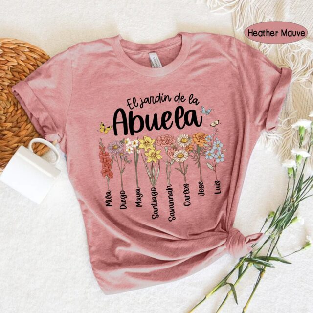 Personalized Mexican Abuela Shirt – Custom Birth Month Flower Tee for Spanish Grandma