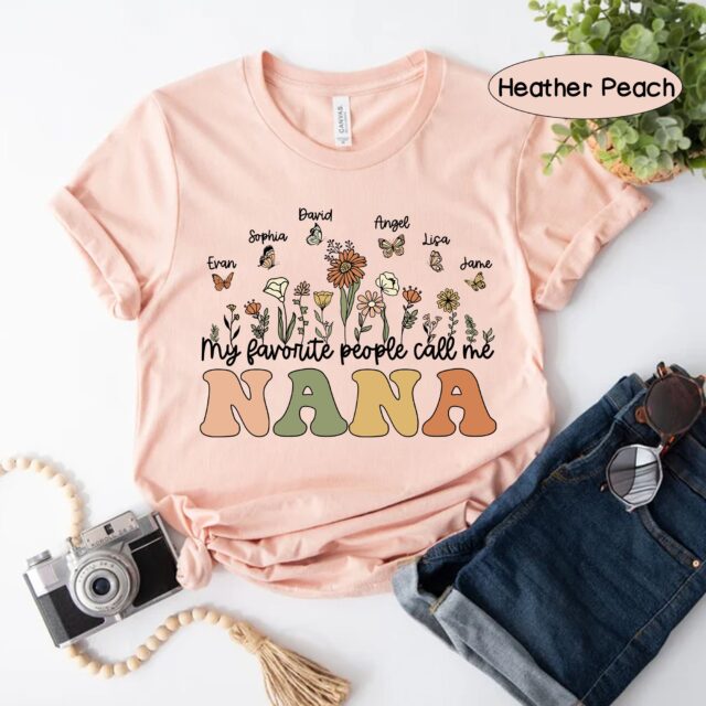 My Favorite People Call Me Grandma Shirt – Personalized Wildflower Tee with Names