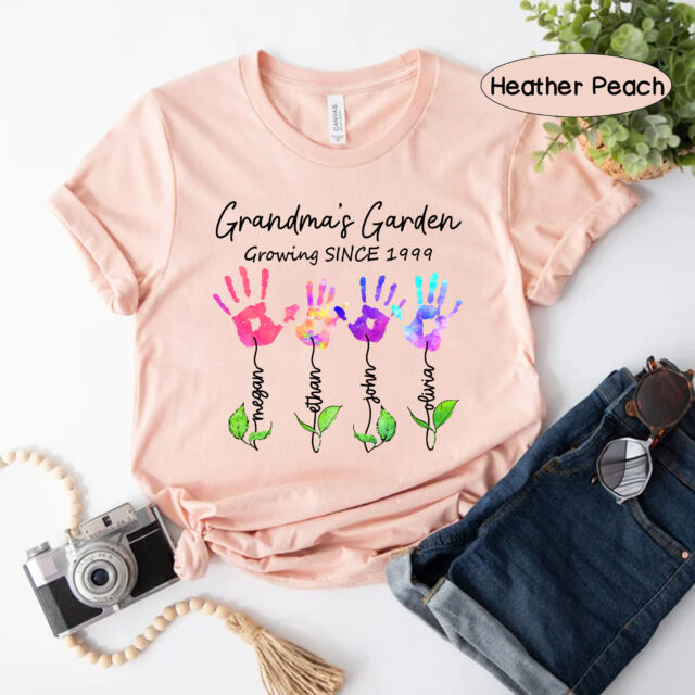 Personalized Grandma’s Garden Shirt – Handprint Flower Gift from Kids