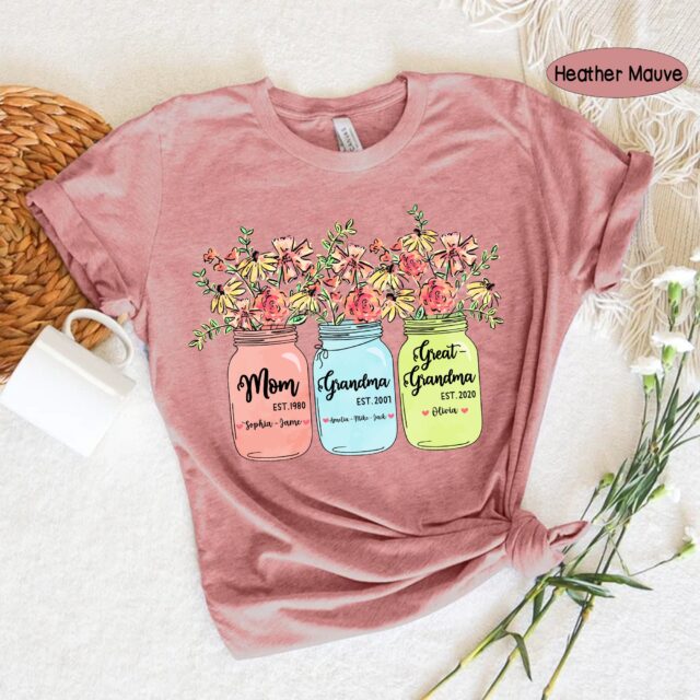Custom Great Grandma Shirt – Personalized Grandma Flower Tee