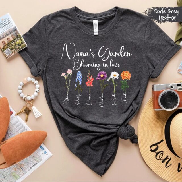 Personalized Nana’s Garden Shirt Custom Birth Month Flower for Grandmother