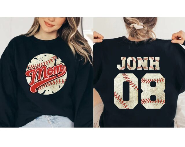 Personalized Baseball Mom Shirt – Custom Sports Mom Tee, Family Baseball Shirt, Mother’s Day Gift