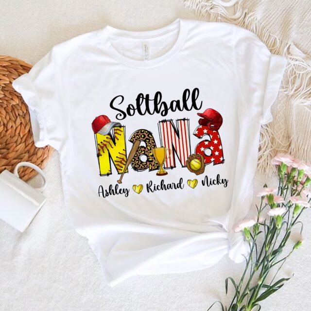 Personalized Softball Mom Shirt – Custom Leopard Print Softball Tee for Mom & Nana
