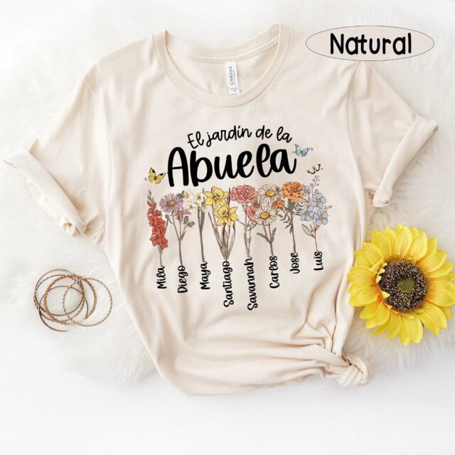 Personalized Mexican Abuela Shirt – Custom Birth Month Flower Tee for Spanish Grandma
