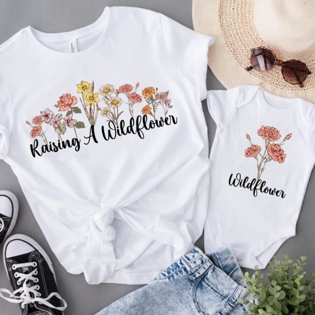 Raising a Wildflower Shirt – Mama & Mini Matching Outfit for Mother’s Day