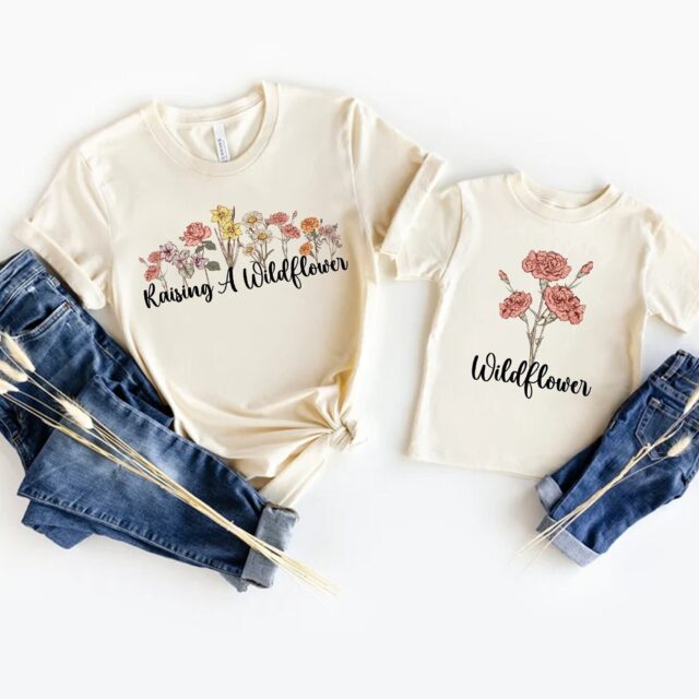 Raising a Wildflower Shirt – Mama & Mini Matching Outfit for Mother’s Day