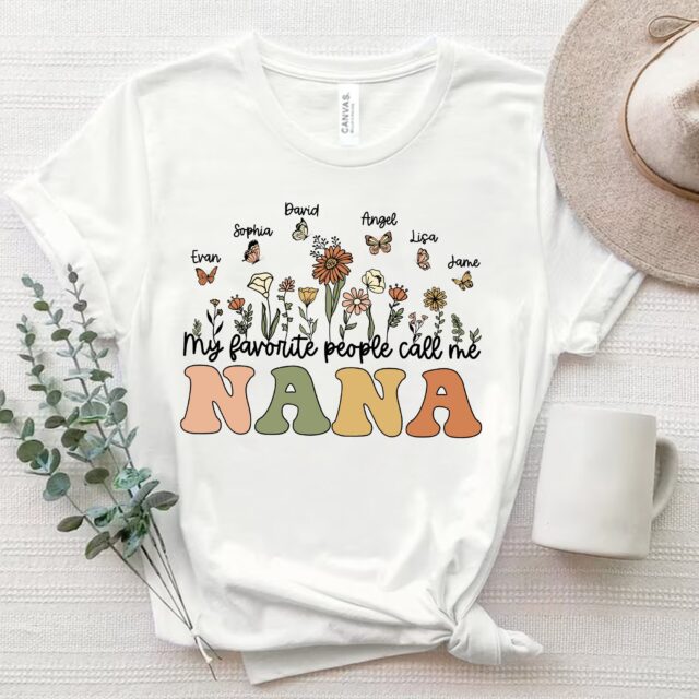 My Favorite People Call Me Grandma Shirt – Personalized Wildflower Tee with Names