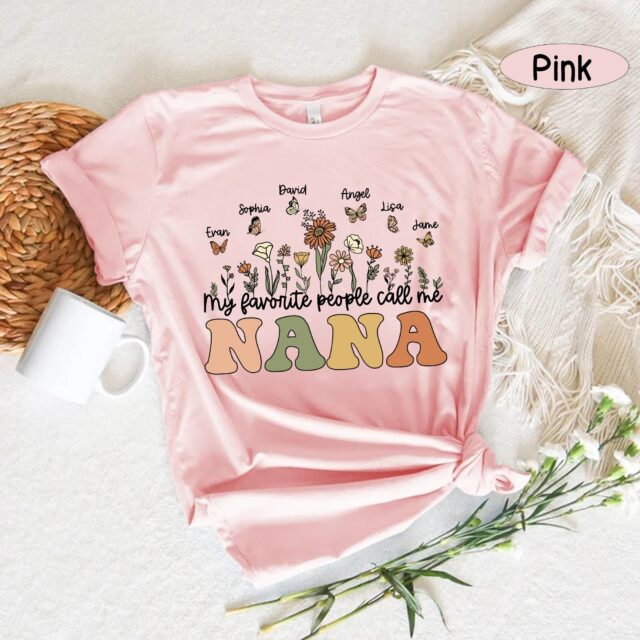 My Favorite People Call Me Grandma Shirt – Personalized Wildflower Tee with Names