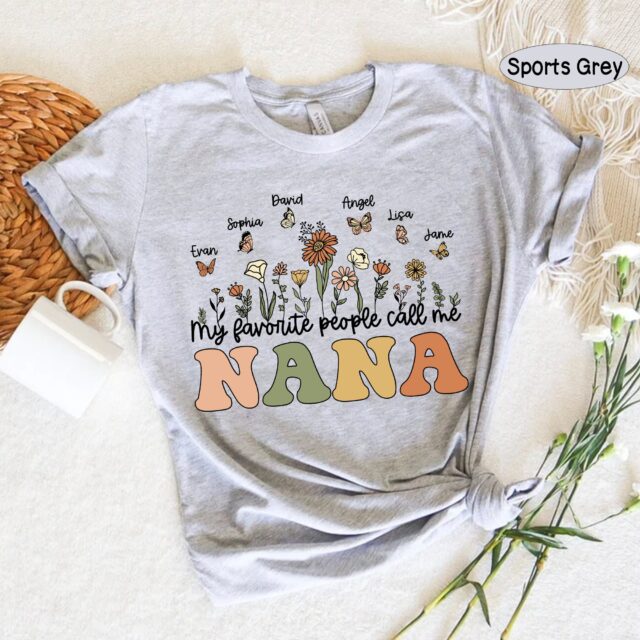 My Favorite People Call Me Grandma Shirt – Personalized Wildflower Tee with Names