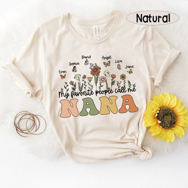 My Favorite People Call Me Grandma Shirt – Personalized Wildflower Tee with Names