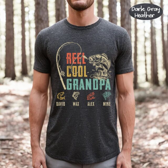 Personalized Reel Cool Papa Shirt – Custom Grandpa Fishing Shirt
