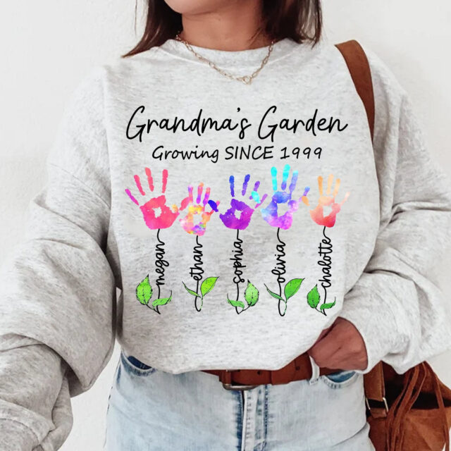 Grandma’s Garden Shirt – Personalized Flower Handprint Gift From Kids