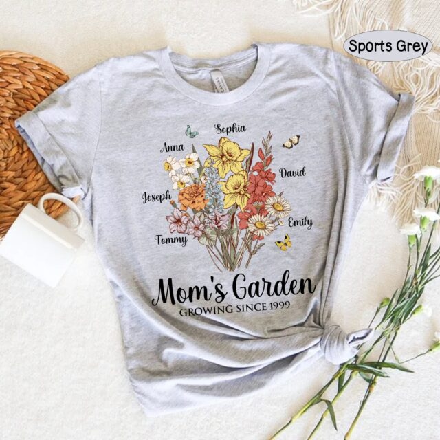 Personalized Mom’s Garden Shirt – Custom Birth Month Flower Tee for Grandma, Mother’s Day Gift