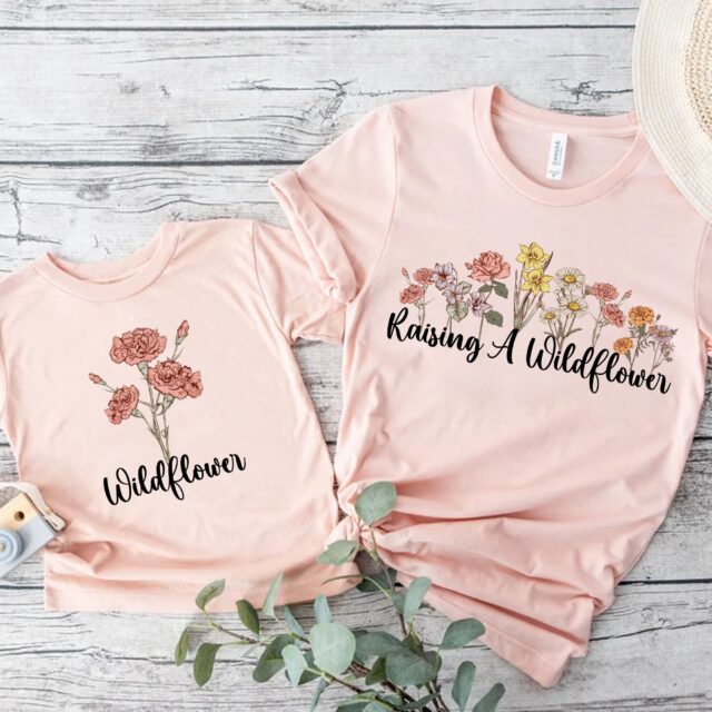 Raising a Wildflower Shirt – Mama & Mini Matching Outfit for Mother’s Day