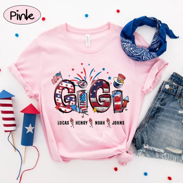 Personalized 4th of July Grandma Shirt – Custom Nana Shirt with Grandchild Names