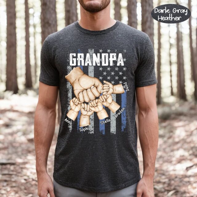 Personalized Dad Fist Bump Shirt with Grandkids Names 4th of July