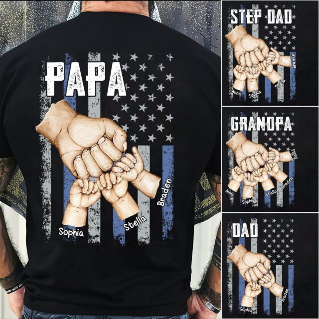 Personalized Dad Fist Bump Shirt with Grandkids Names 4th of July