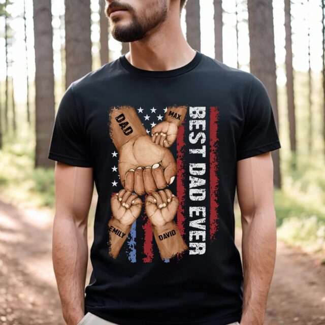 Best Dad Ever Shirt Custom Grandpa Fist Bump with Grandkids Names