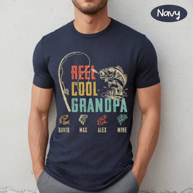 Personalized Reel Cool Papa Shirt – Custom Grandpa Fishing Shirt