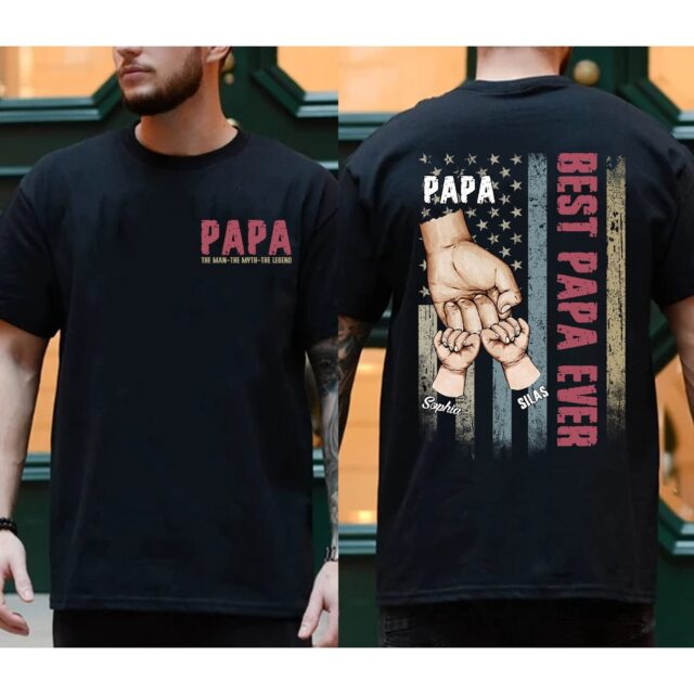 Best Dad Ever Shirt – Custom Grandpa Fist Bump Shirt with Grandkids’ Names