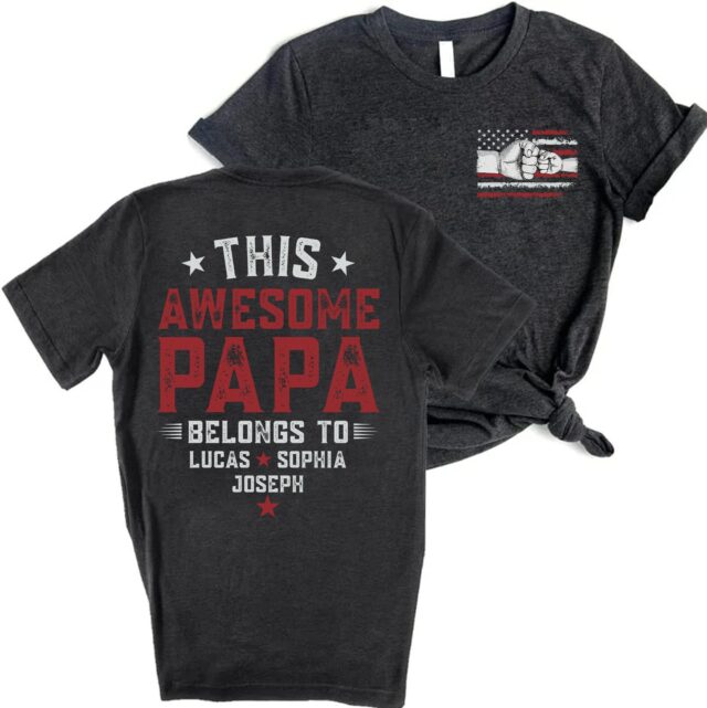 4th of July Papa Shirt – Personalized Custom Grandkids’ Hands American Flag Shirt