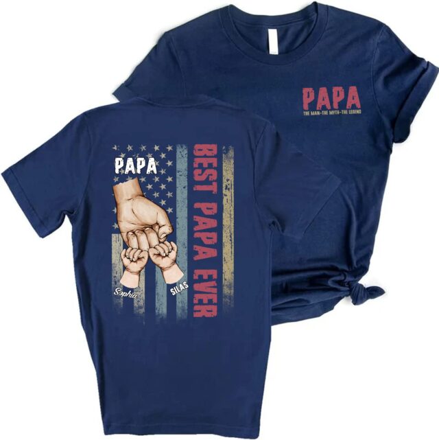 Best Dad Ever Shirt – Custom Grandpa Fist Bump Shirt with Grandkids’ Names