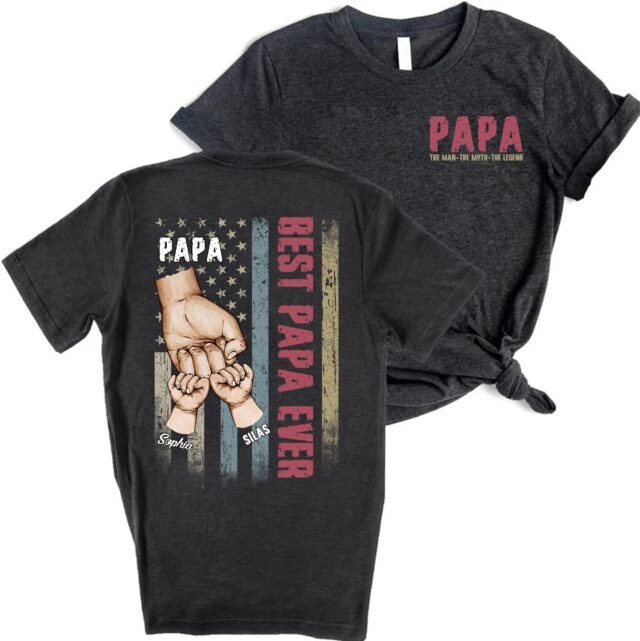 Best Dad Ever Shirt – Custom Grandpa Fist Bump Shirt with Grandkids’ Names