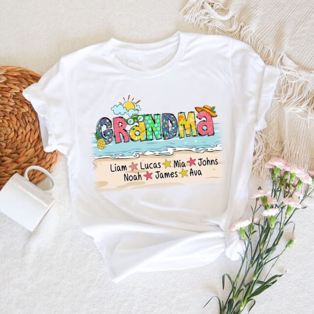 Personalized Grandma Summer Shirt Custom Mimi Shirt with Grandkid Names