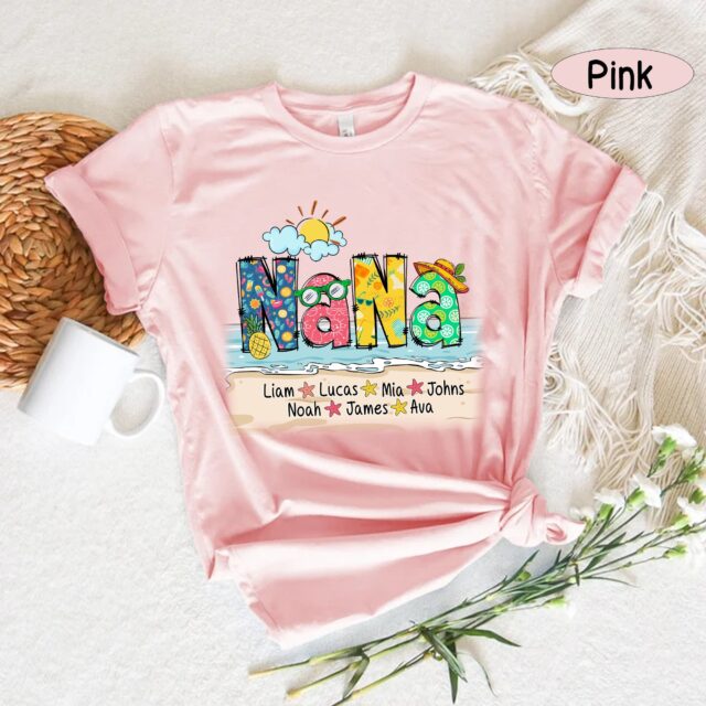 Personalized Grandma Summer Shirt Custom Mimi Shirt with Grandkid Names