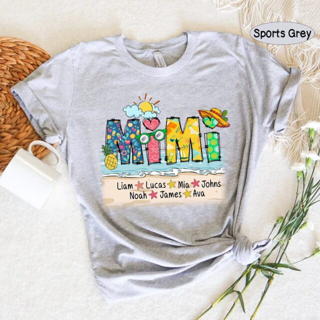 Personalized Grandma Summer Shirt Custom Mimi Shirt with Grandkid Names