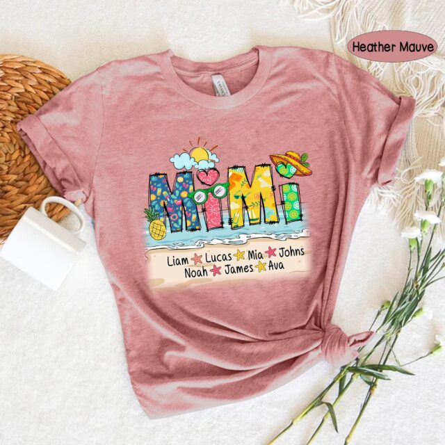 Personalized Grandma Summer Shirt Custom Mimi Shirt with Grandkid Names