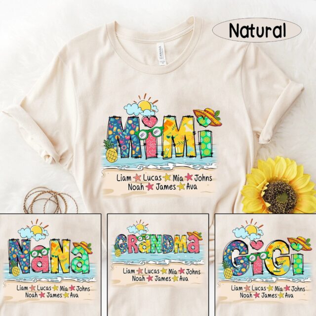 Personalized Grandma Summer Shirt Custom Mimi Shirt with Grandkid Names