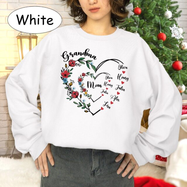 Personalized Grandma Heart Shirt Custom Grandma Tee with Kids and Grandkids Names