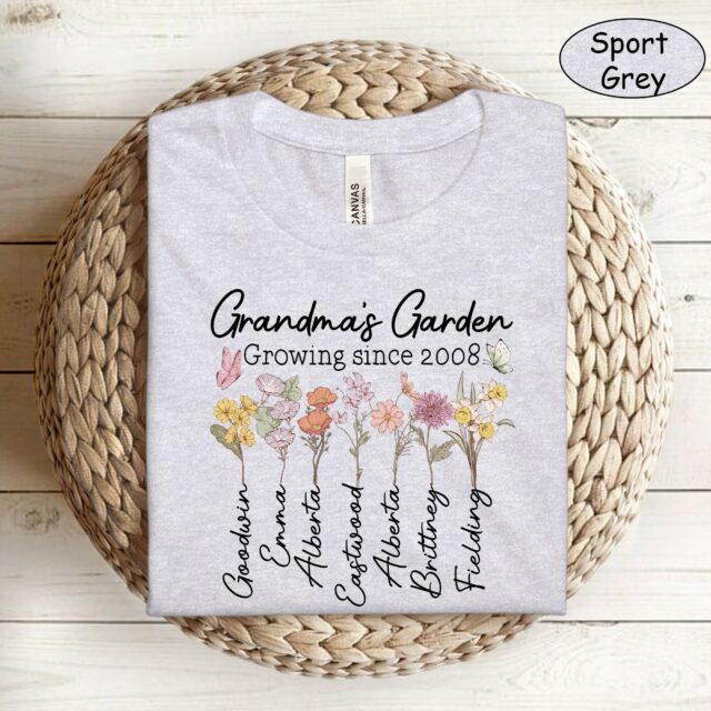 Personalized Grandma’s Garden Shirt – Custom Birth Month Flower Shirt for Grandma