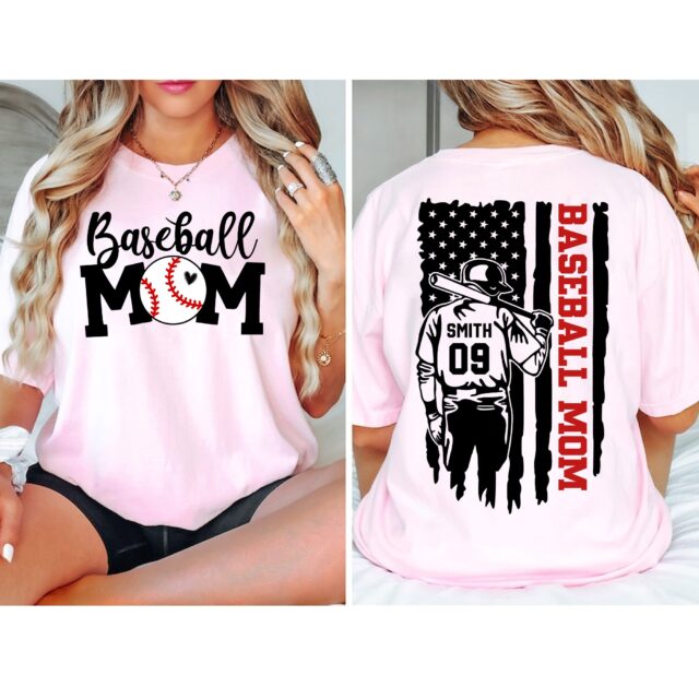 Custom Baseball Mom Shirt – Personalized Name & Number Tee