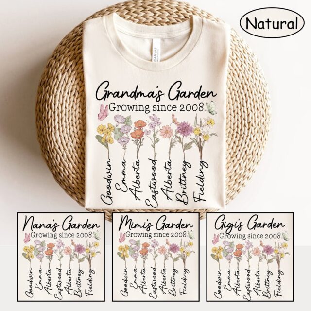 Personalized Grandma’s Garden Shirt – Custom Birth Month Flower Shirt for Grandma